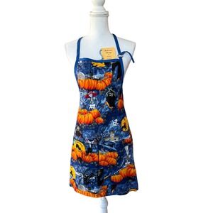 Halloween Apron Witch Black Cat Pumpkin Spooky Party Costume Accessory Women Vtg